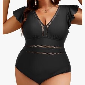 Yonique - Black Ruffled Swimsuit